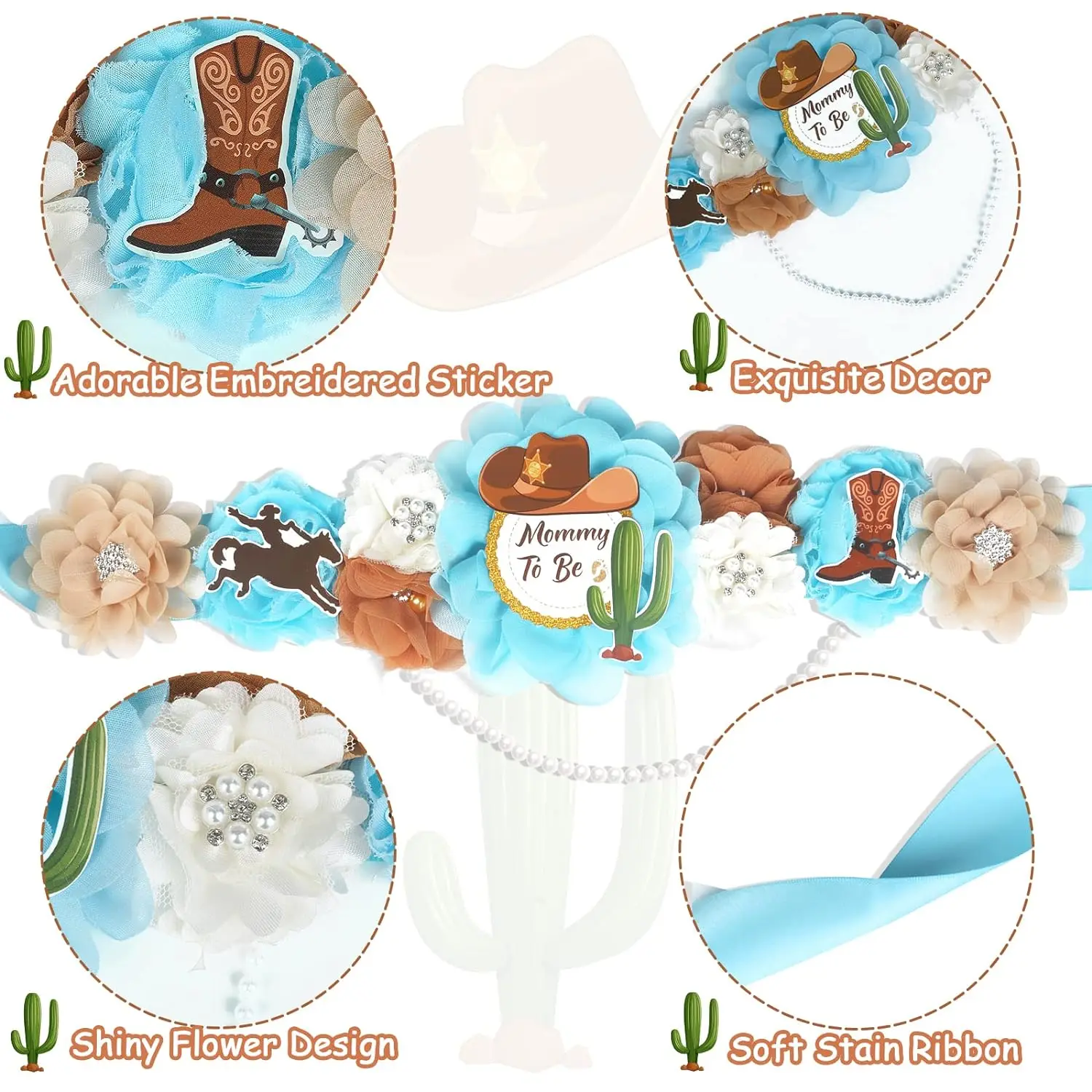 Cowboy Baby Shower Decor Maternity Sash Cowboy Mommy To Be Daddy To Be Corsage for Western Cowboy Decorations