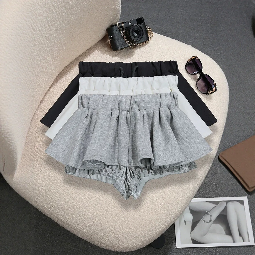 Drawstring Mini Skirt Summer New Elastic Waist Anti-light Spice Girl Sexy Bud Puffy Skirt
