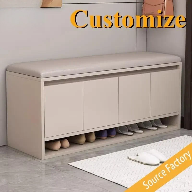 Solid Wood Shoe Cabinet Multi Functional Hidden Storage Open Rack Modern Entryway Organizer Large Capacity Furniture Home