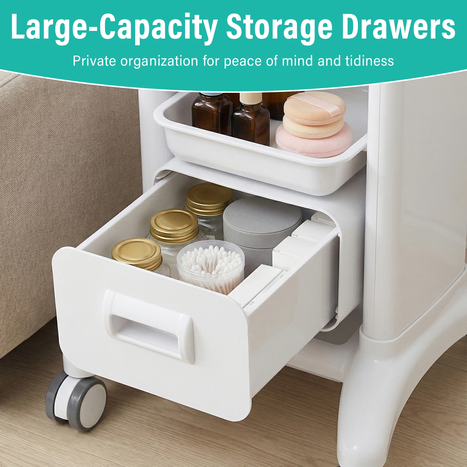 

Beauty Instrument Bracket with Wheels & Drawers Portable Storage Rack Load UP To 130Lbs for Lab Hospital Dental Office Clinic