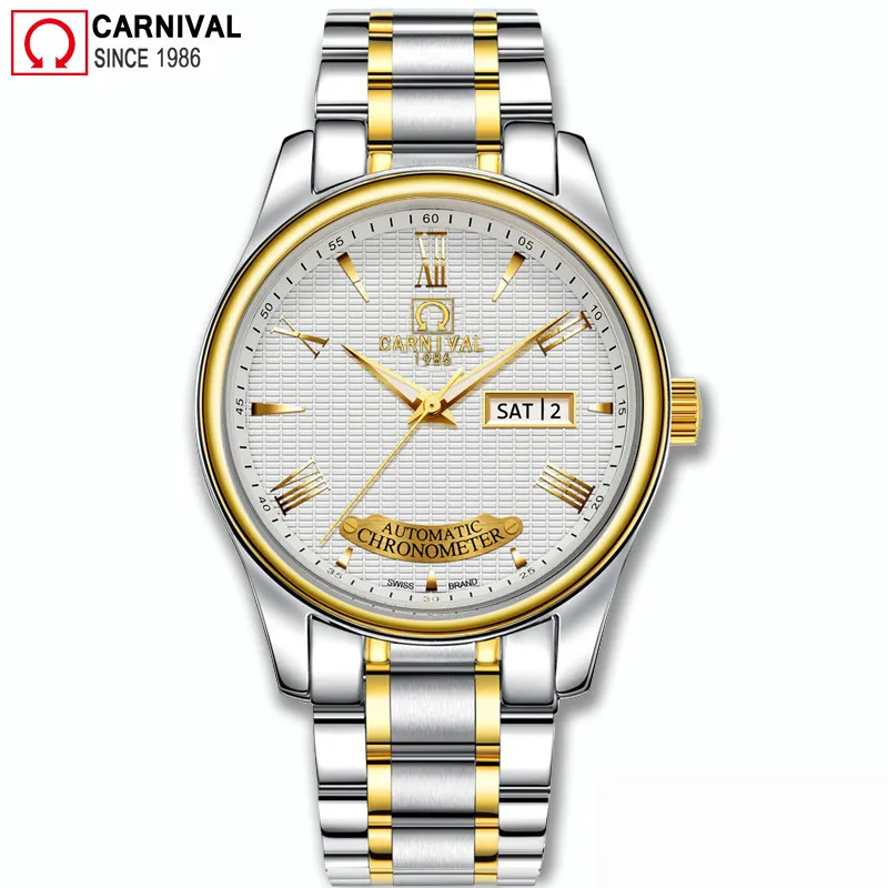 Switzerland Luxury Brand Carnival Automatic Mechanical Men‘s Watches Waterproof Sapphire Luminous Hands Chronometer Clock C8669