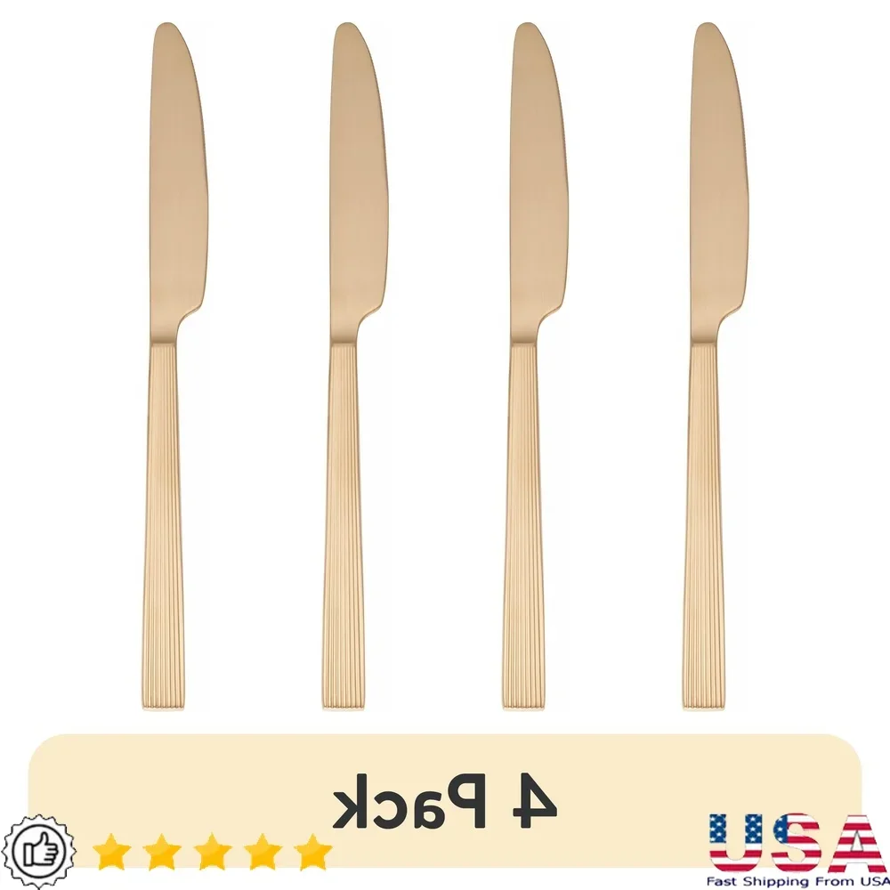 Satin Finish Stainless Steel Flatware Set 4 Pack Dinner Knife Ergonomic Easy Clean Stylish Cutlery