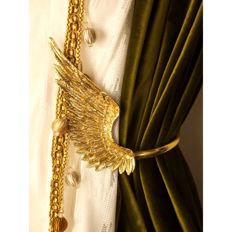 American French light luxury vintage brass wing bow curtain hook foyer gold hook creative decorative wall