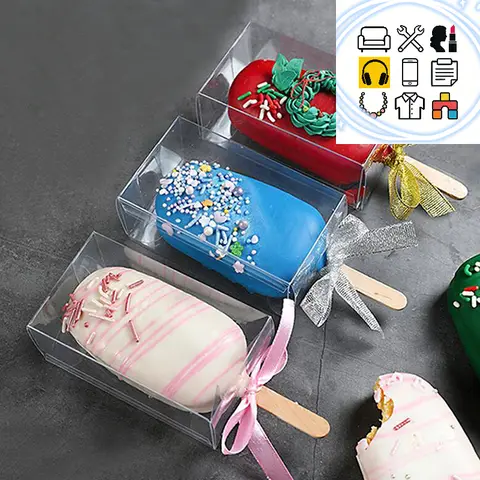 Scatole per torte trasparenti da 10 pezzi Scatole regalo in plastica Scatole regalo a forma di gelato
