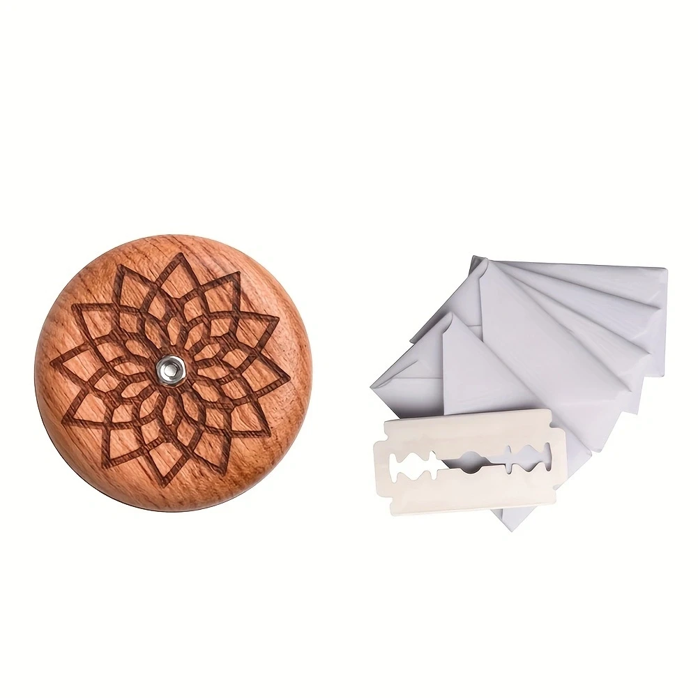 Houten Broodmes Scheermessnijder Rond Brood Lame Deeg Scoren Snijgereedschap voor DIY Zuurdesembrood met 5-scheermes