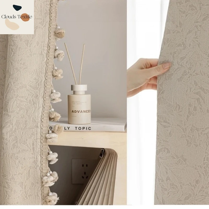 

Custom Size！！Modern Romantic Relief Chenille Blackout Elegant Curtains for Living Dining Room Bedroom Decor Window White Tulle