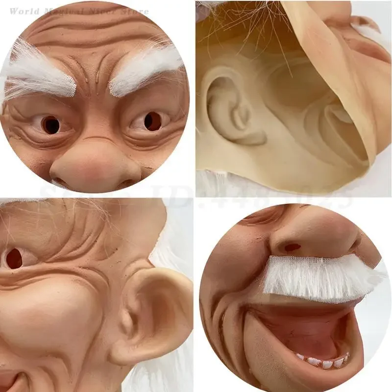Rimpel Volledige Hoofd Latex Rekwisieten Grappige Oude Man Masker Realistische Kaal Mannelijke Maskers Accessoires Halloween Cosplay Ouderen Latex Masker