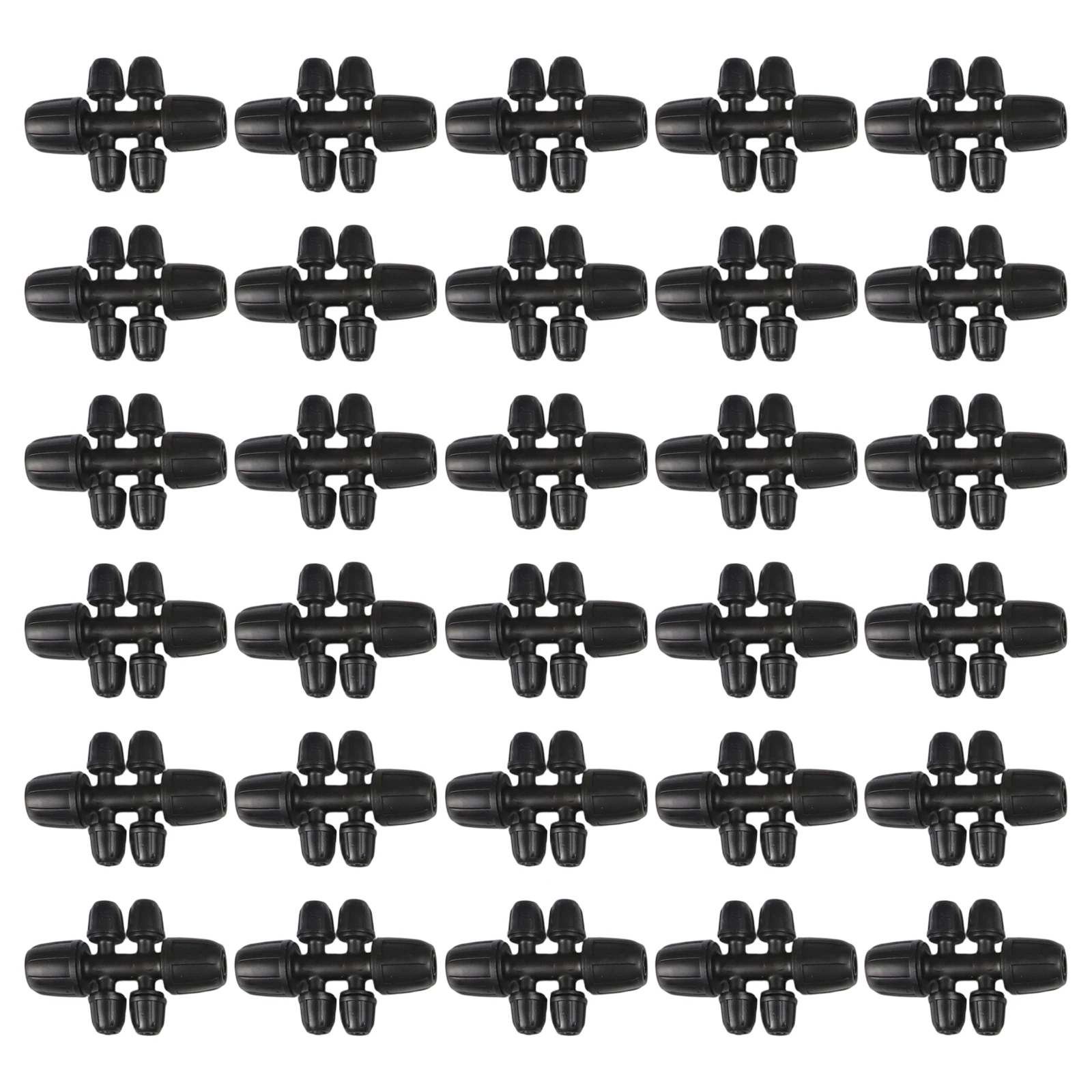 30 Pack Locked Barbed Tee Connectors for 8/12mm Tubing 6 Way Irrigation Fittings for Efficient Water Distribution