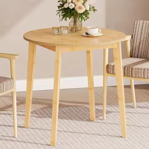Bamboo Dining Table, Round Dining Table or 2, 27.5" Kitchen Table or Small Space, Writing Table, Easy to Assemble, or Dining Roo