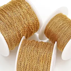 10เมตรสแตนเลสสตีล1 1.5 2Mm Gold & Steel Link สำหรับ DIY เครื่องประดับทำสร้อยคอสร้อยข้อมือ bulk Chain อุปกรณ์