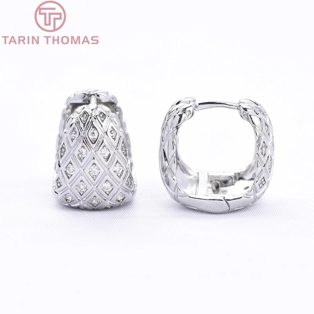 (9974) 2 قطعة 24K الذهب اللون النحاس مع الزركون الماس شبكة أقراط المشبك عالية الجودة DIY بها بنفسك صنع المجوهرات النتائج اكسسوارات #6