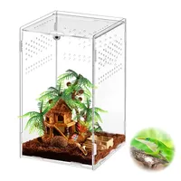 Magnetic Acrylic Case Nano Arboreal Tarantula Enclosure Reptile Habitat Terrarium Breeding Box for Spider Scorpion Sling Isopods