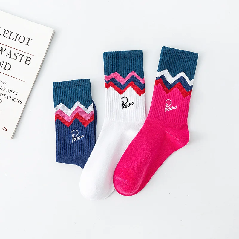 3 Paare/Box Socken Herren Herbst Mode Skateboard Sport Brief Stickerei Liebhaber Weiß/Rot/Blau Trend Hip Hop Baumwolle socken – Detail 13