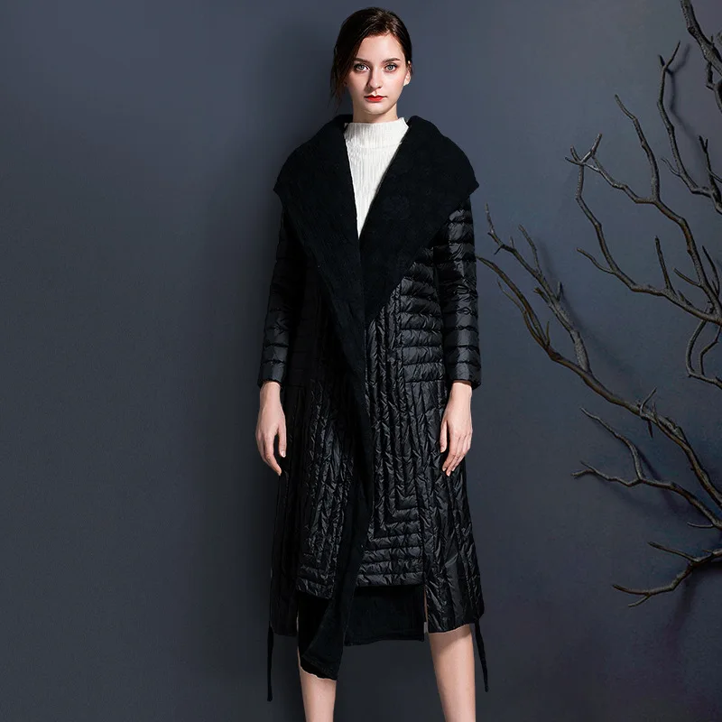 Luxury Brand High Quality Women's Winter Warm Mid-Length Down Jacket Over-the-Knee Trendy Down Coat Puffer Jacket Women New
