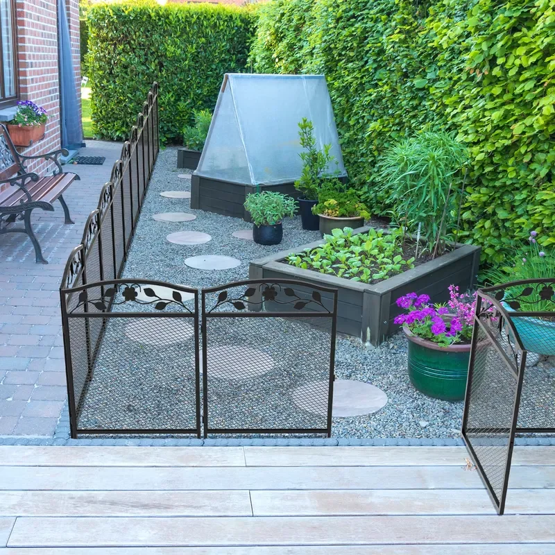 5 Pack Metal Black Garden Fence Heavy Rustproof Animal Pet Barrier Outdoor