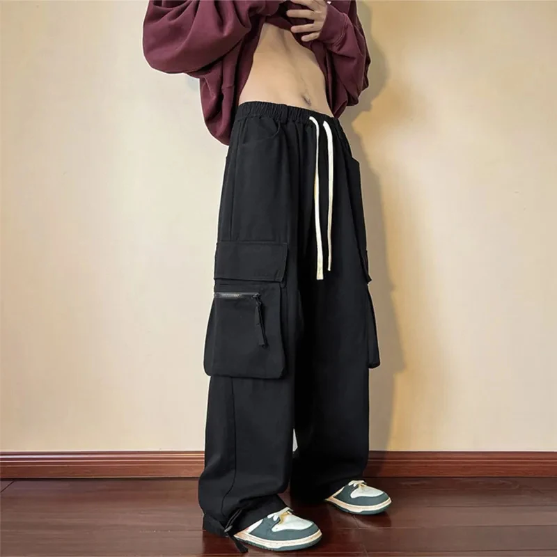 MEXZT 4Xl Y2K البضائع السراويل النساء الهيب هوب الشارع الشهير فضفاض Sweatpants عادية المتضخم جيوب واسعة الساق فضفاض الرباط بنطلون