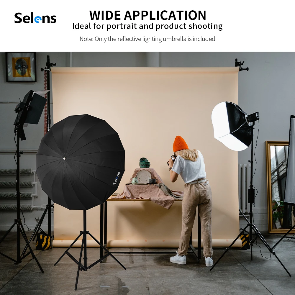 Selens 105 cm Zwart Zilver Paraplu Professionele Parabolische Reflecterende Paraplu Studio Zachte Paraplu Fotografie Accessoires