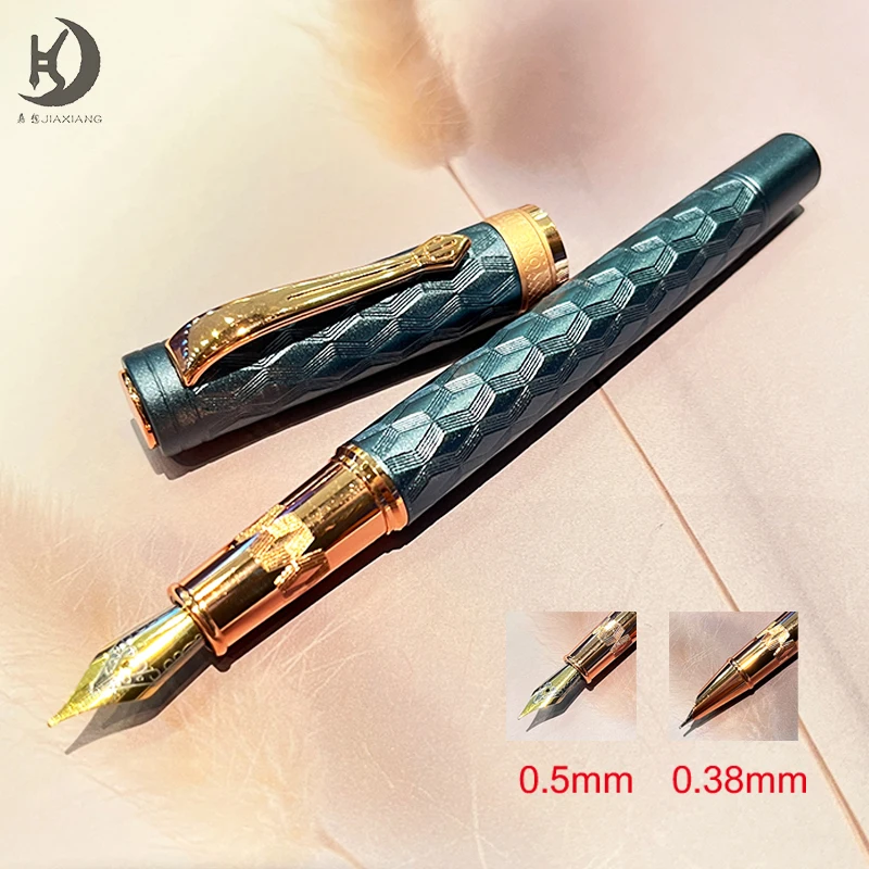 JD 9717Eleganter Füllfederhalter aus Aluminiumoxid-Metall aus Edelstahl mit 0,5-mm-Feinspitze und integriertem Konverter – Schnappkappe im Business-Stil – Detail 6