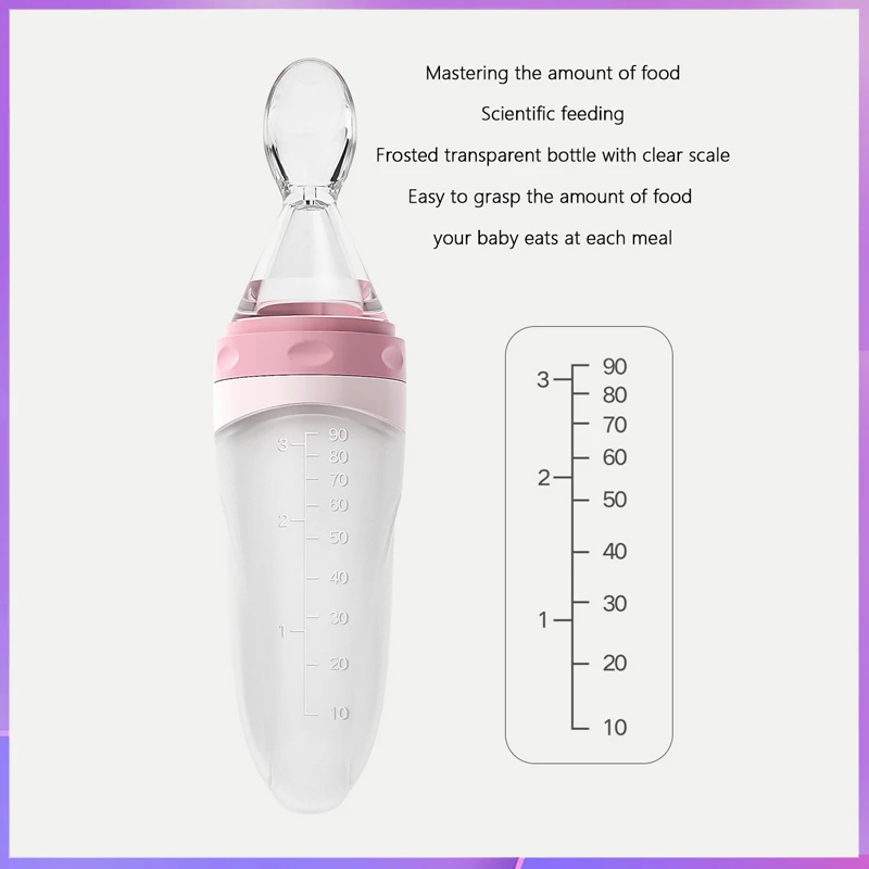 Squeezing Feeding Bottle Silicone Newborn Baby Training Rice Spoon Infant Cerea Food Supplement Feeder Safe Tableware/90ML