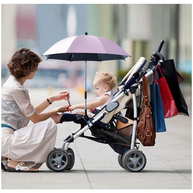 Universal Baby Stroller Umbrella with Clamp 360 Adjustable Stroller Sun Shade Waterproof Umbrella for Pram Trolley Beach Chair