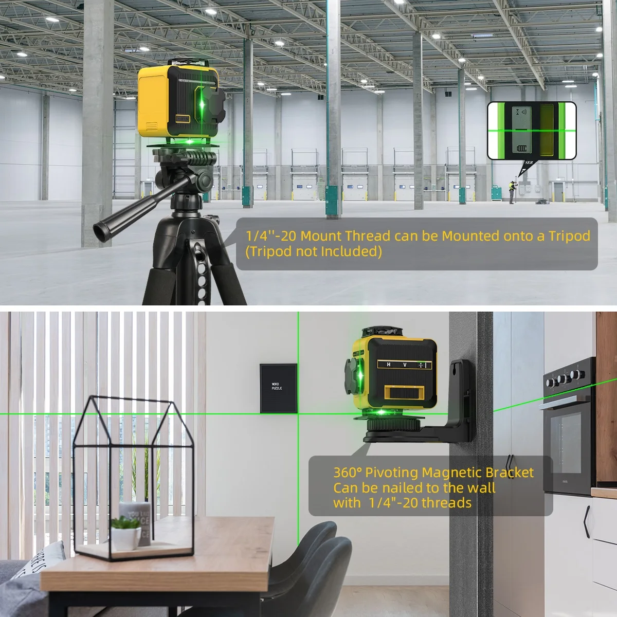 M04CG 4D Green Cross Line l Levels 360 16 Line Integrated Floor And Wall Manual Self Leveling Mode