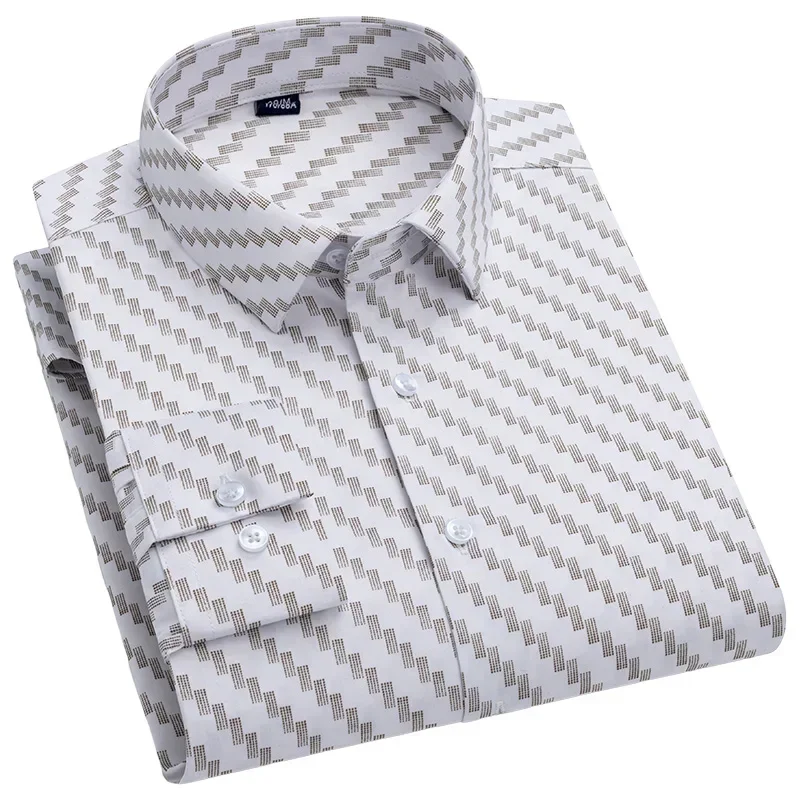 

Size S-5XL New Men's Shirts Long Sleeve Slim Fit Ice Silk Non-iron Business Luxury Formal Social Dress Shirts Blouse Men Clothes