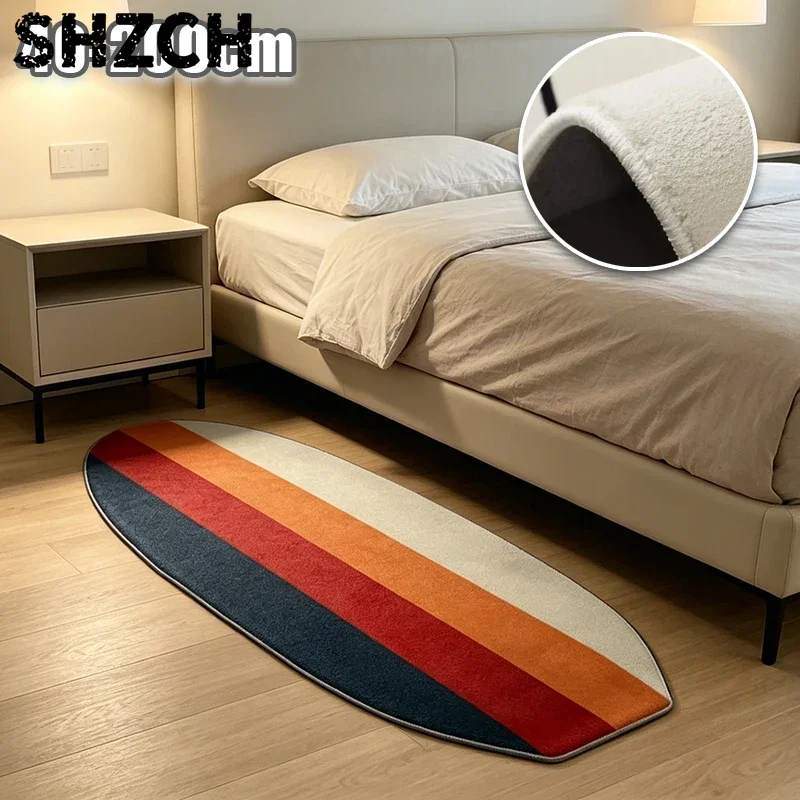 Creative Bedroom Rug Letter Surfboard Shaped Irregular Floor Runner Multiple Size Non Slip Decor Mat for Dorm Apartment Kid Room