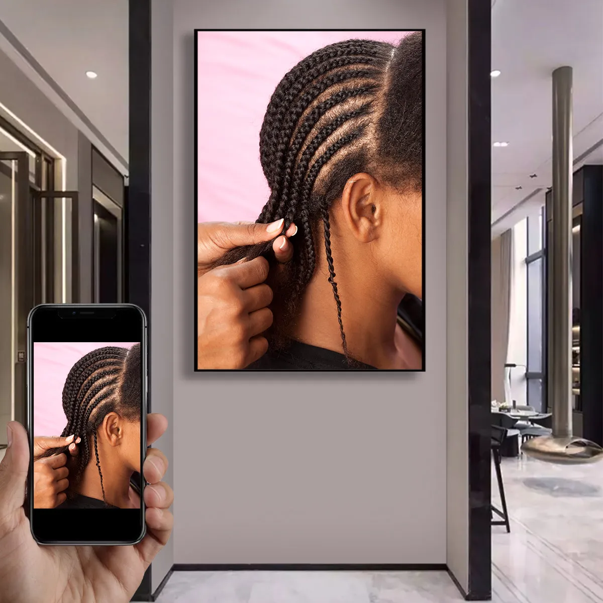 individuelles Foto 1 Stück A4-A3-A2 HD-Druck auf Leinwand, Frisur-Kunstdruck – Poster für Friseurstudio, Wanddekoration und Werbung im Schönheitssalon