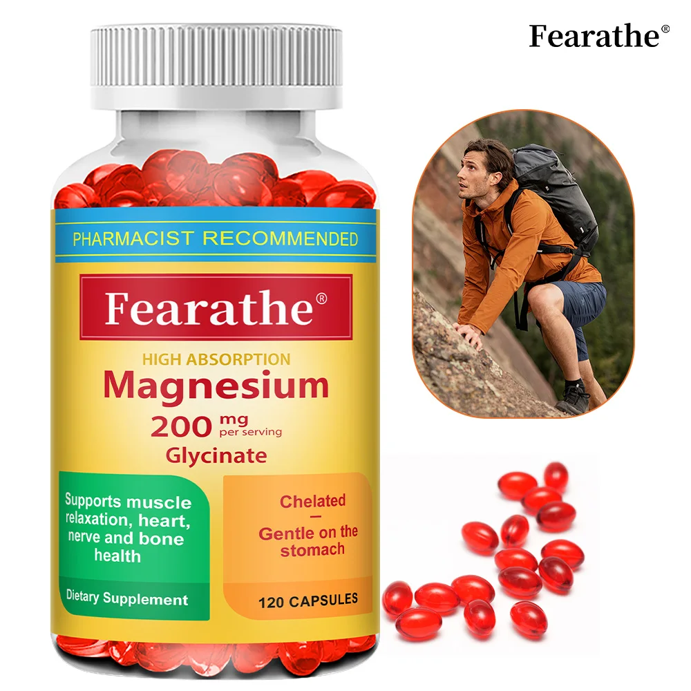 200 Mg Magnesium Glycinate Capsules To Improve Sleep Quality, Support Joint and Bone Marrow Health, and Boost The Immune System
