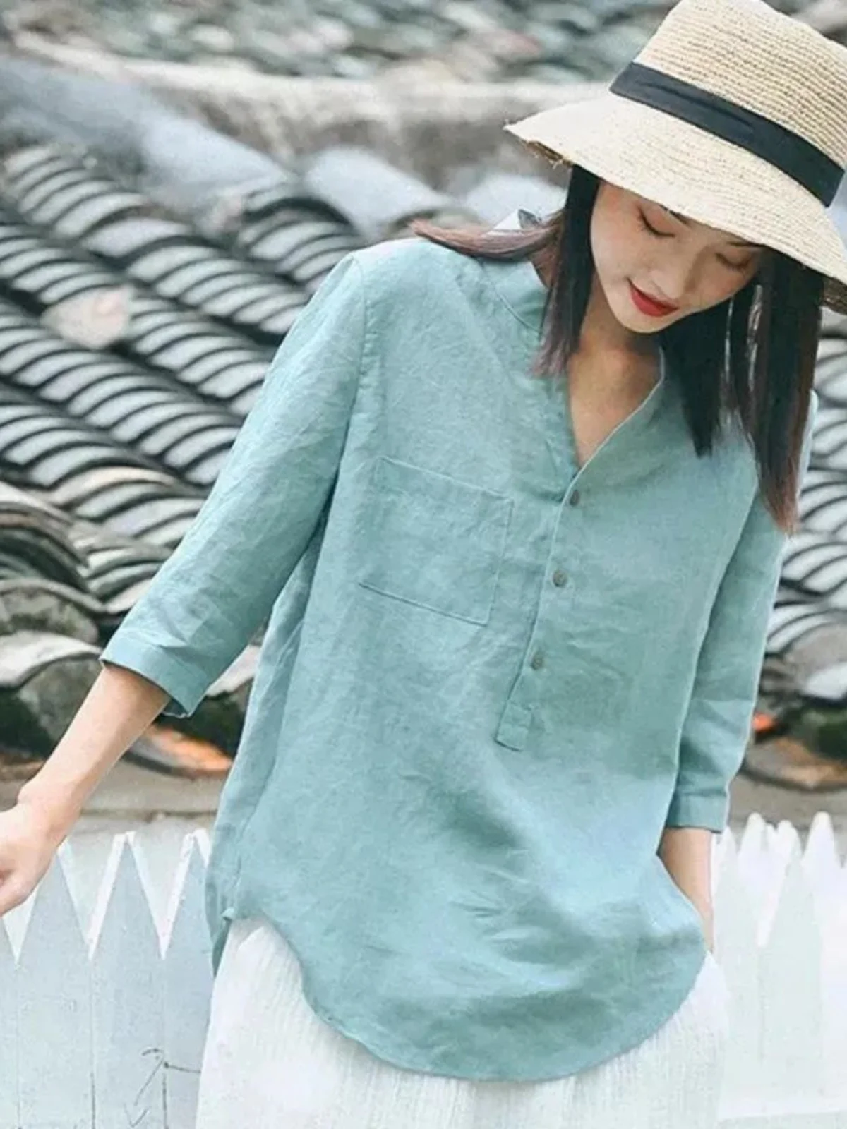 Artistic Loose Fit Stand Collar Shirt Women's Casual Versatile Spring Summer New Style Chinese National Style Clothing