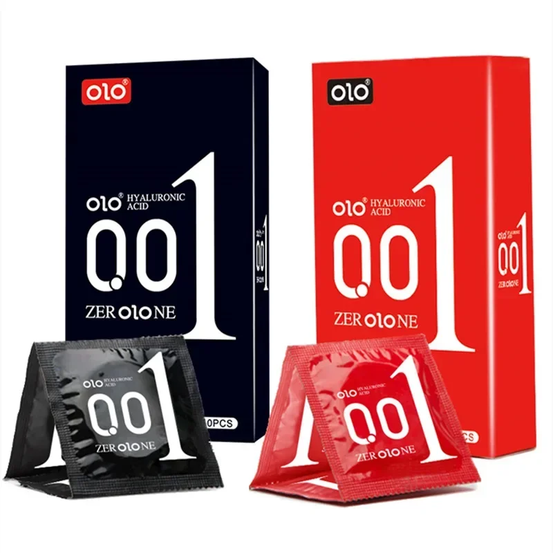 OLO 10pcs Hyaluronic Acid Condom 001 Ultra thin Large Particle Condom Adult Sexual Products Full Oil Smooth sex toys Condones