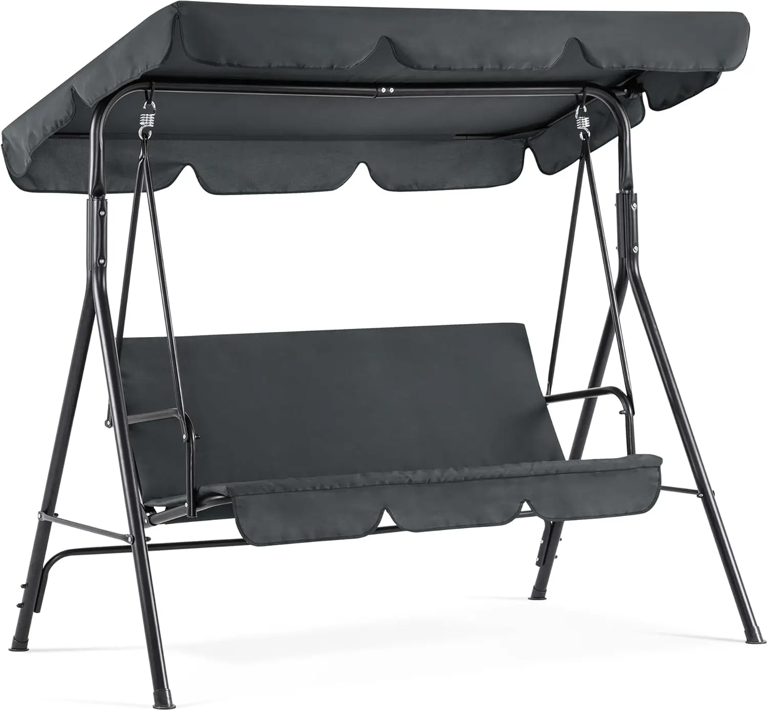 

2-3 Person Outdoor Patio Swing Chair, Convertible Canopy Hanging Swing Glider Lounge Chair, Removable Cushions, 4003 (Dark Gray)