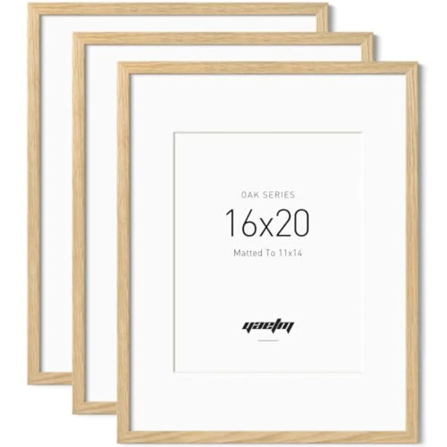 

Минималистичная дубовая рамка для картин 16x20 с паспарту для фотографий 11x14, из натурального массива дуба, набор из 3 легких настенных рамок 16x20 для крепления на стену