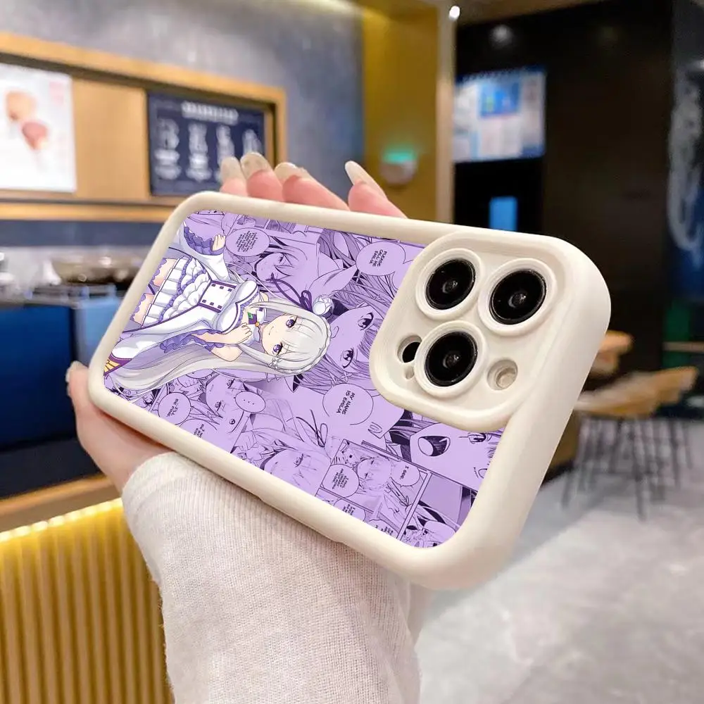 

ReZero Emilia Waifu Thicken TPU Mobile Phone Case for iPhone 17 16 15 14 13 12 11 Air Pro Max Plus Colorful Cover