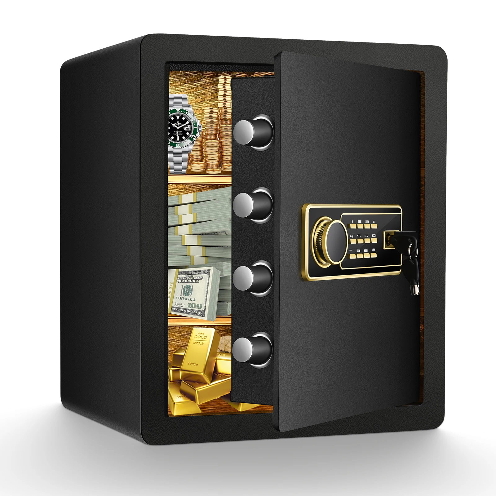 Large Security Electronic Steel Household Safe Box With Key Lock Fireproof Dual Key System For Money Storage