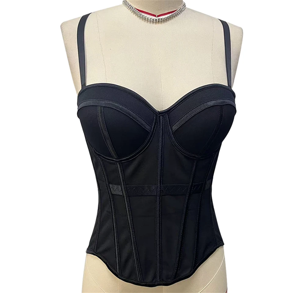 Becirzet Elegantes Formgebendes Sexy Spitzenkorsett Damen-Bustier Taillentrainer Schlankes Crop-Top Körperformer Mehrfarbiger Fischgräten-BH – Detail 3