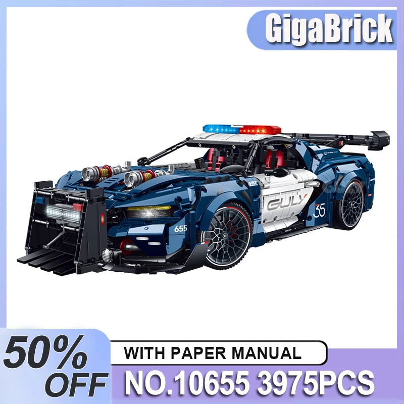 

GULY 10655 MOC Limited Edition Police Car Building Blocks Hypercar Model Bricks Puzzle Assembly DIY Toys Chrismas Gifts Kids