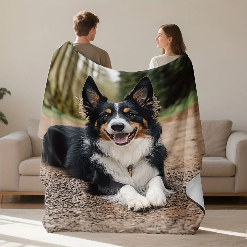 Cavalier King Charles Spaniel Vintage Letter Printed Blanket Soft Lightweight Pet Dog Theme Home Sofa Blanket