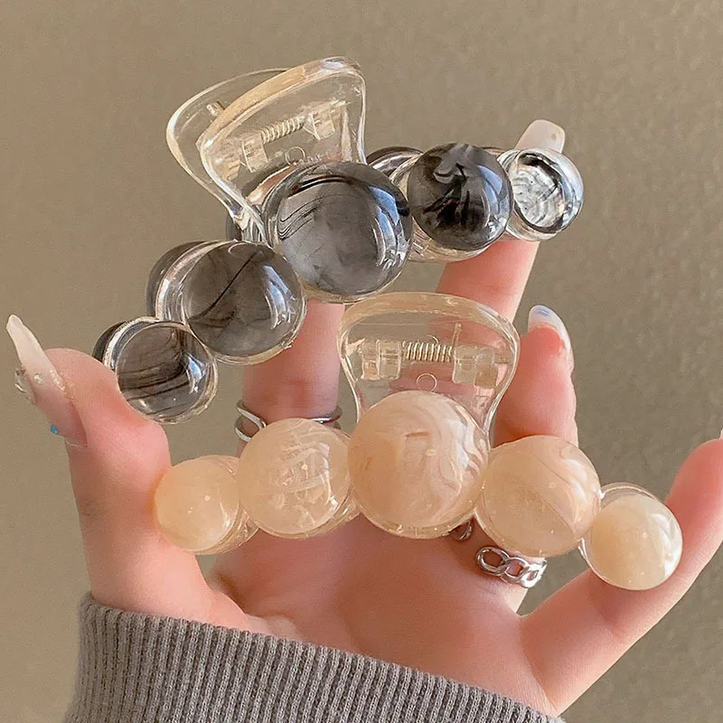 Elegant Hyperbole Big Pearls Acrylic Hair Claw Clips Big Size Makeup Hair Styling Barrettes for Women Hair Accessories