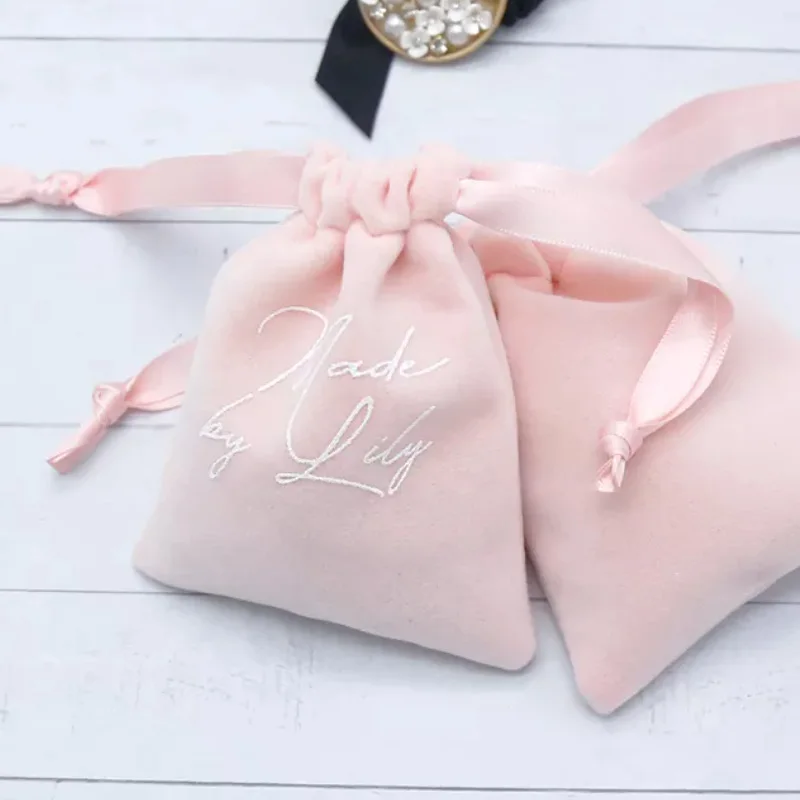 

Pink Velvet Gift Bags 5x7cm 7x9cm 9x12cm pack of 50 Jewelry Drawstring Pouches Eyelashes Dust Sack