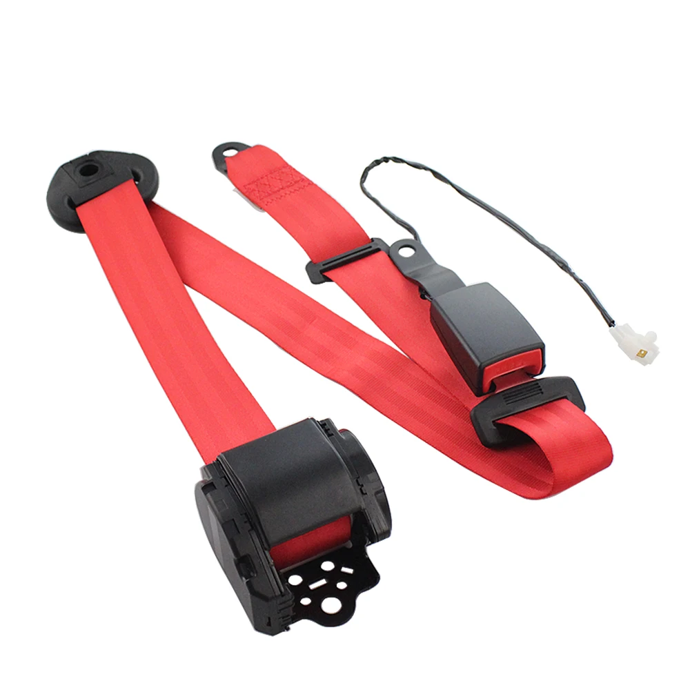 Universal Seat Belt 3 Points With Sensor Adujstable 2.7m Shoulder Seatbelt Red With Warning Cable Seat Belts High Quality