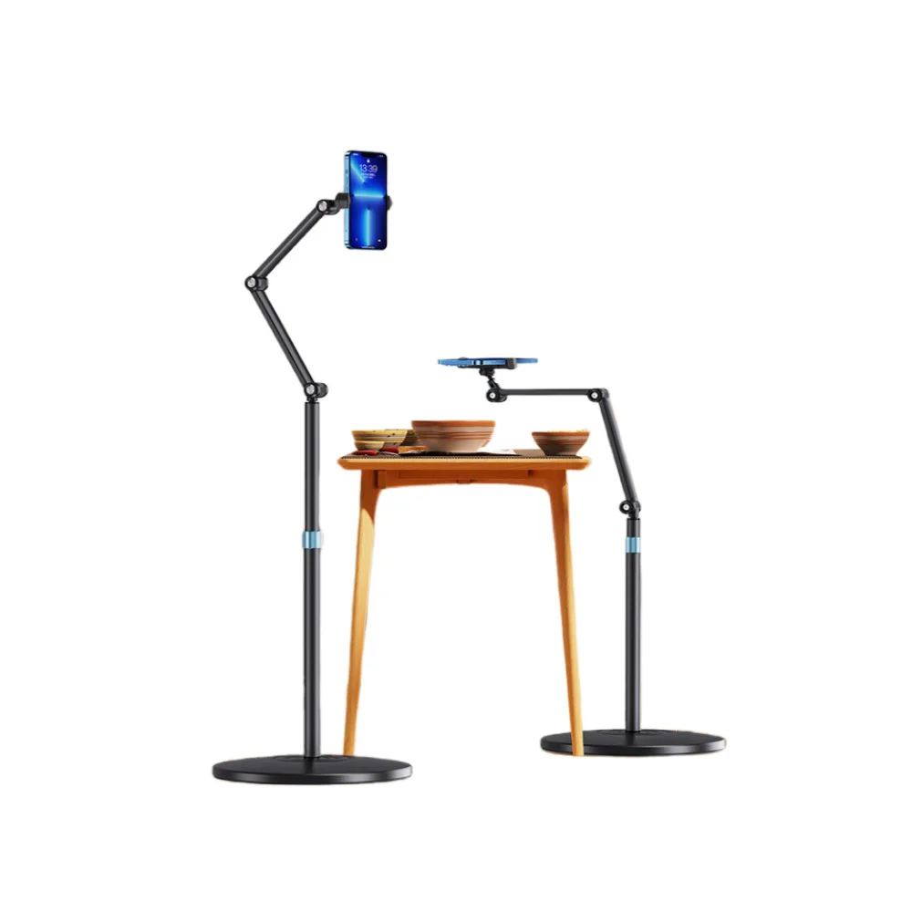 Floor standing metal mobile phone tablet lazy person stand bedside live broadcast cantilever folding stand rotating tablet stand