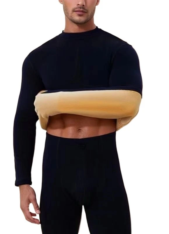 

2025 New Winter Thickened Fleece-Lined Lamb Wool Thermal Underwear Set for Men, Including Top and Bottom