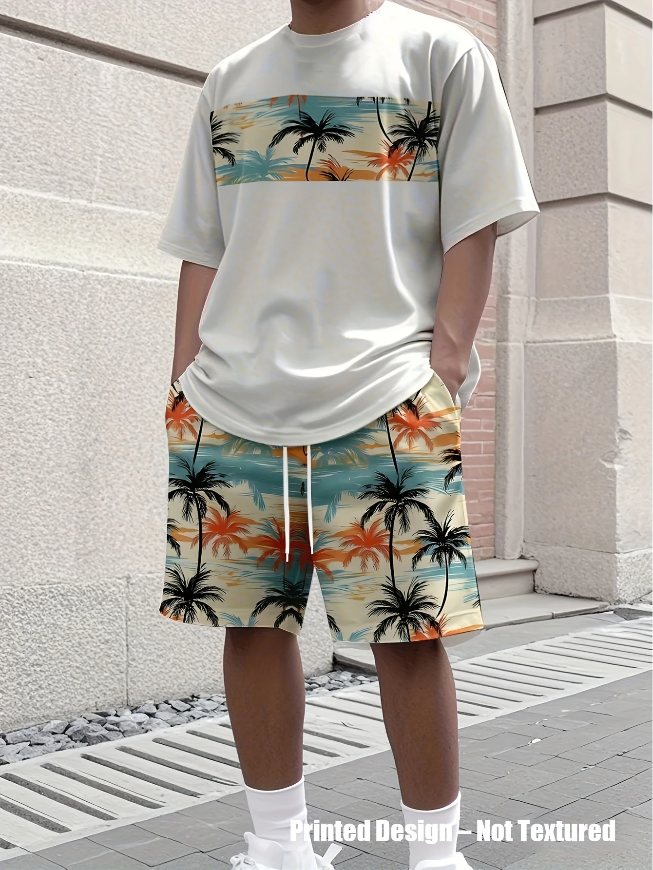 2026 Men's Loose Casual Summer Wear Set round Neck T-Shirt And Drawstring Shorts Regular Fit for Outdoor Fitness And Home Wear