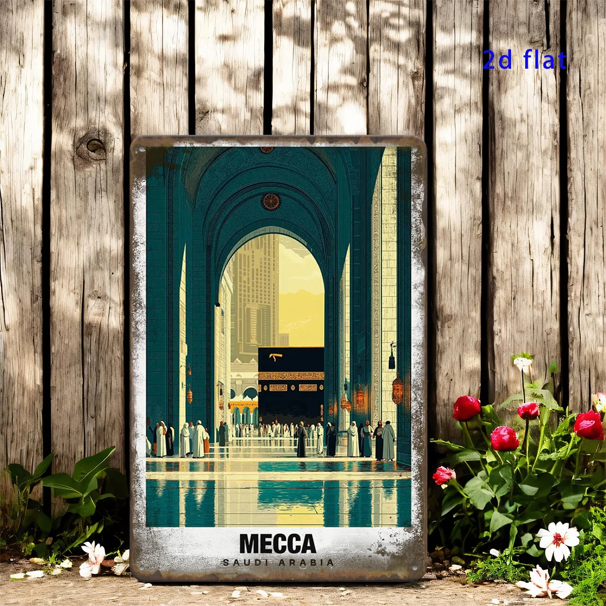 CIFBUY Vintage Mecca Saudi Arabia Aluminum Wall Art Waterproof Durable Rustproof Metal Sign Home Living Room Dining Bar Decor