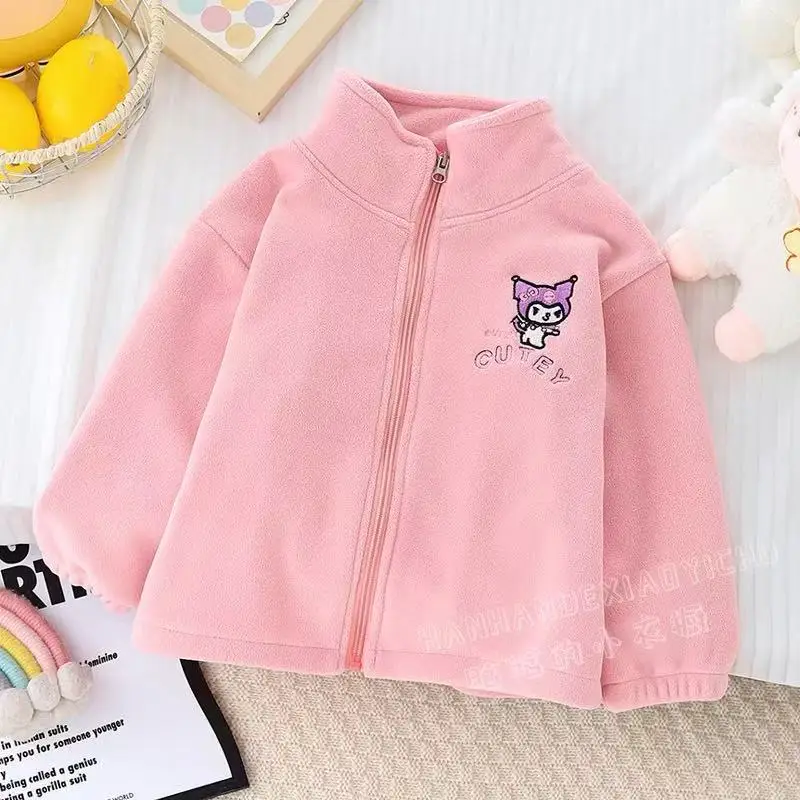 Cute cartoon manga comprida para crianças, doce roupa Hello Kitty, anime kawaii, jaqueta casual Sanrio Ins, presentes lindos para crianças