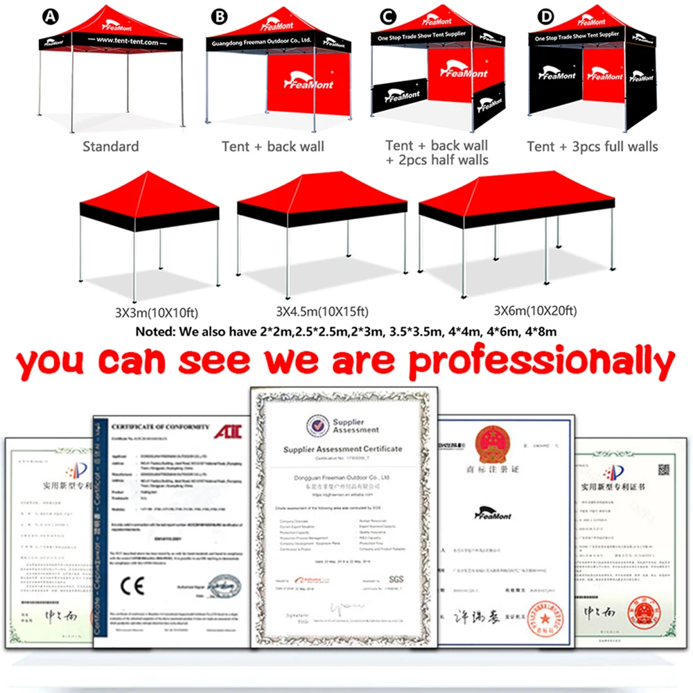 Custom 10x10 Ft. 3x3 M 3x3m Pop Up Exhibition Outdoor Folding Gazebo Tent For Event Trade Show Canopy Advertising Tent