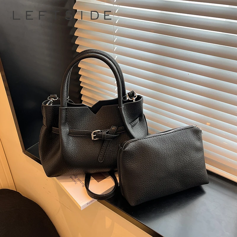 

Женский комплект из 2 сумок через плечо из кожи с эффектом зернистости, минималистичный, для повседневной носки, эстетичный, для работы, сумка-тоут 2026