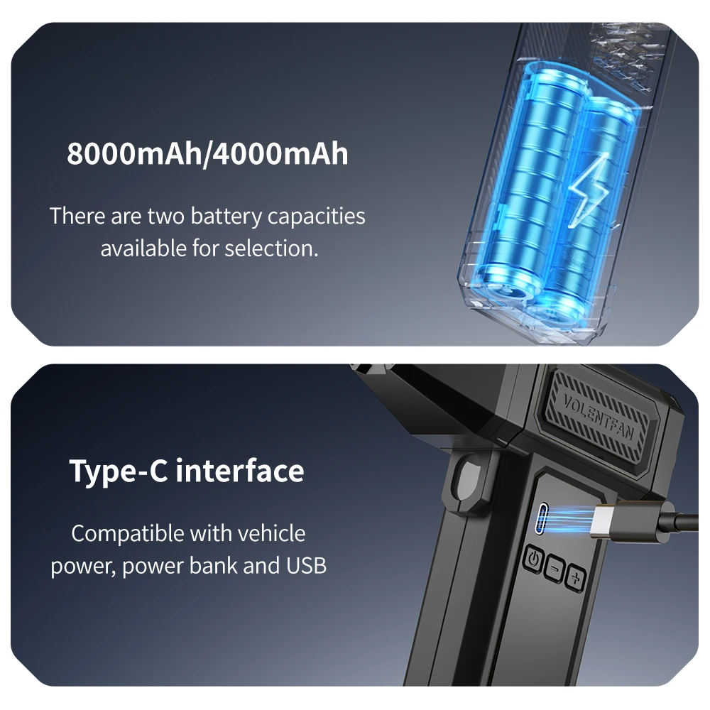 300000RPM Turbo Fan Powerful Air Blower Portable Wireless Dust Cleaner 8000mAh TypeC Charging Brushless Jet Blower LED lighting
