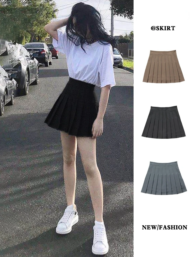 Skirts 2022 Fashion Women Summer Mini Korean Style Black Girl Pleated A Line Autumn Check Aesthetic Chic And Elegant Plaid Skirt